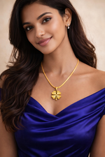 Elegant Gold Plated Four Leaf Clover Pendant Necklace (WPS11)