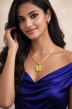 Elegant Gold Plated Four Leaf Clover Pendant Necklace (WPS11)