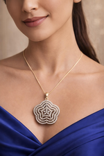 Elegant Silver Plated Floral Pendant Necklace Set (WPS6)
