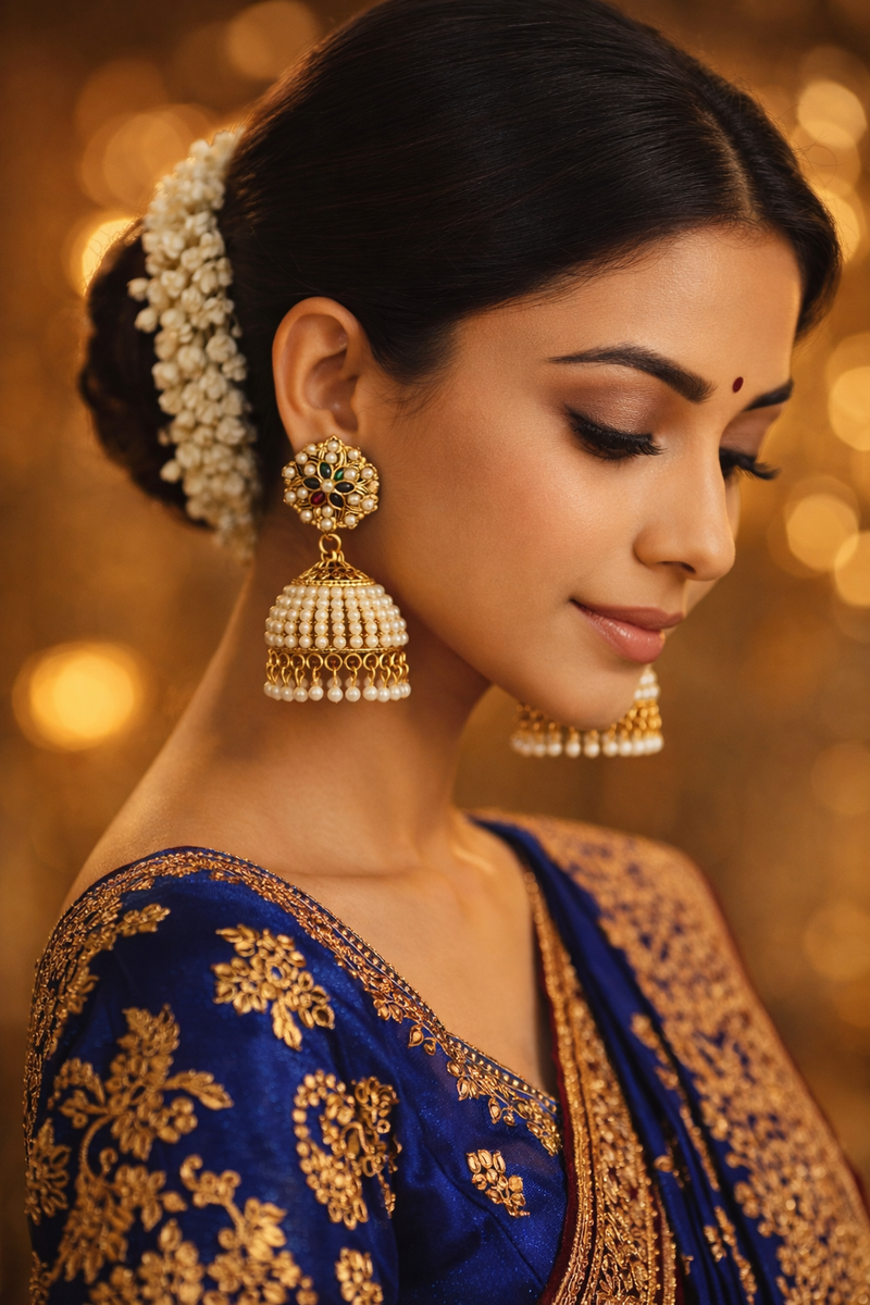 Gold Tone Multicolor Floral Ethnic  Earrings (EAR8)
