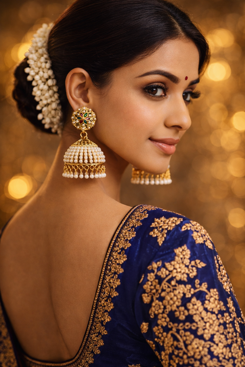 Gold Tone Multicolor Floral Ethnic  Earrings (EAR8)
