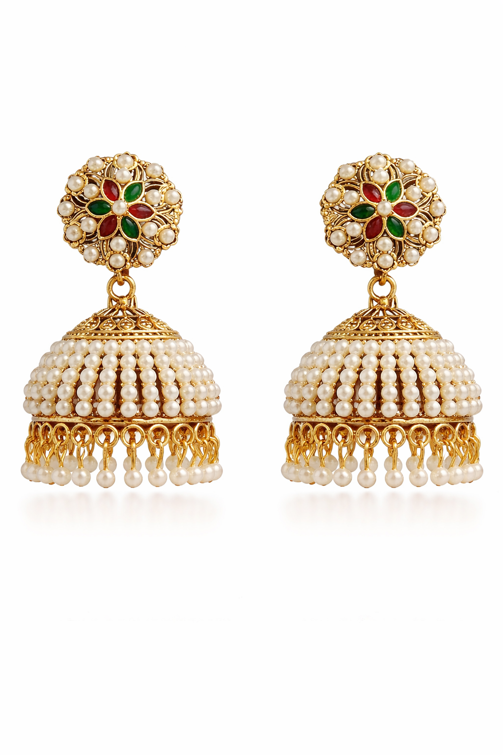 Gold Tone Multicolor Floral Ethnic  Earrings (EAR8)