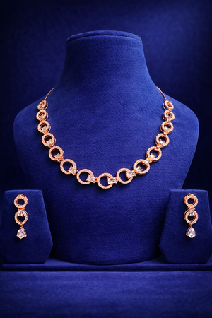Stylish Gold Plated Circular Link Necklace Set (MAN15)