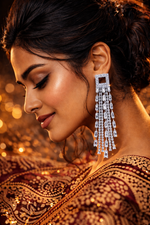 Gold Tone Crystal Long Dangler Party Wear Earrings (EAR3)