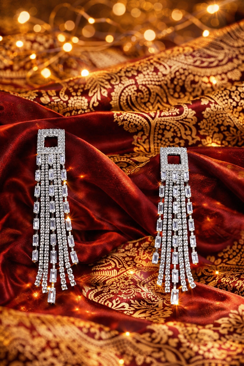 Gold Tone Crystal Long Dangler Party Wear Earrings (EAR3)