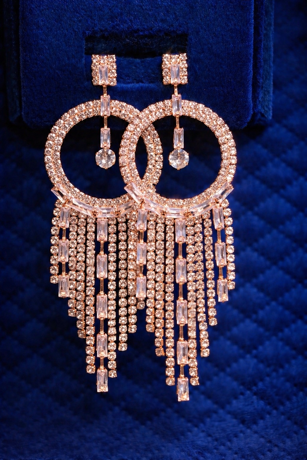 Elegant Crystal Hoop Tassel Earrings for Women (EAR4)