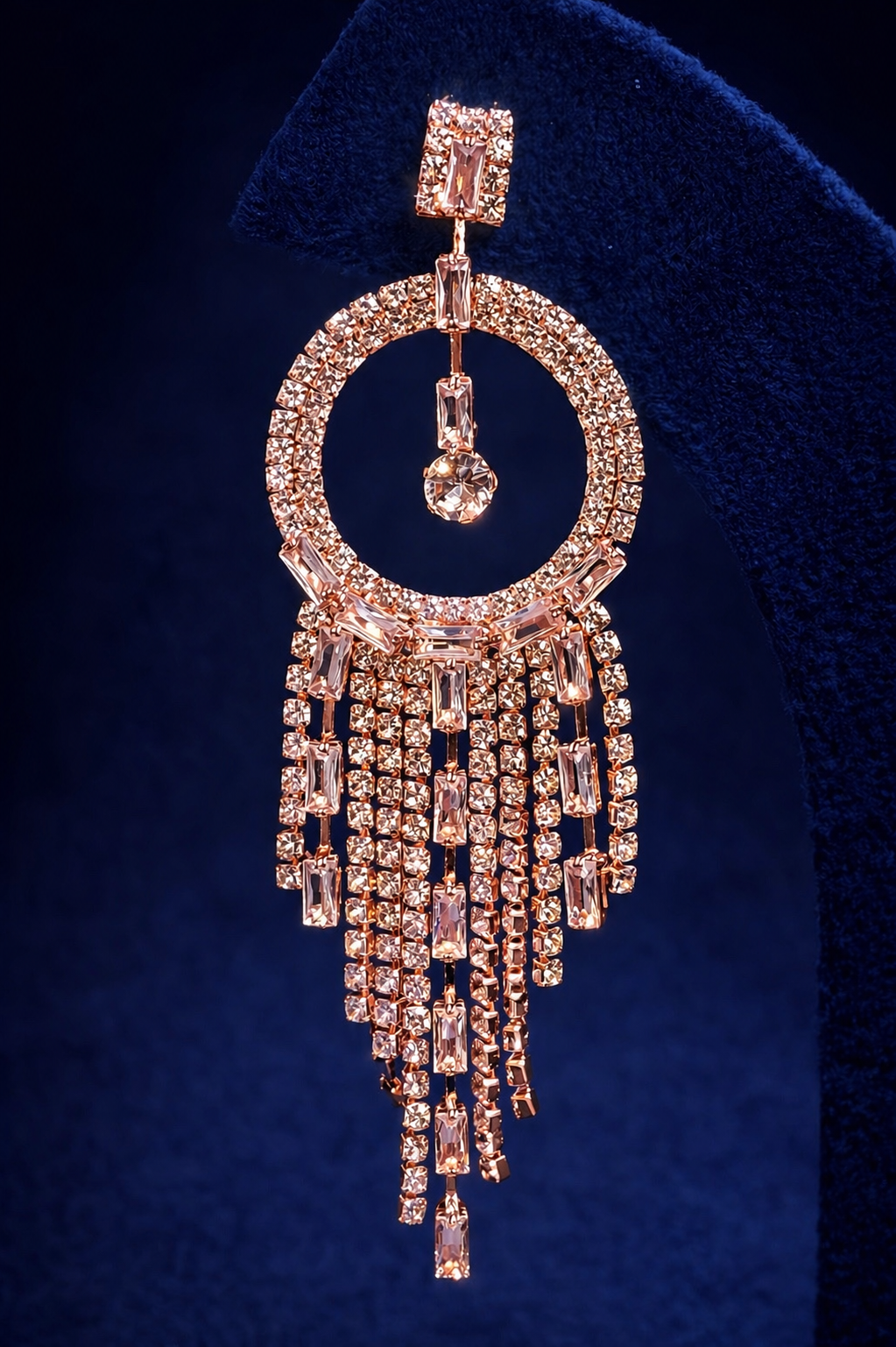 Elegant Crystal Hoop Tassel Earrings for Women (EAR4)