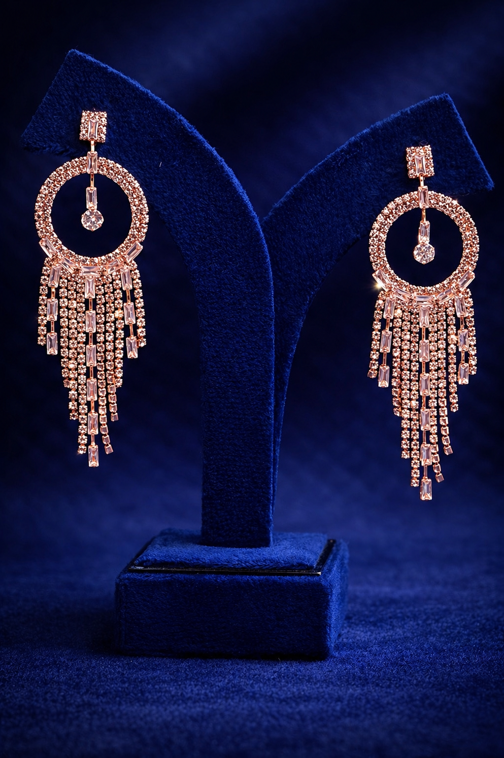 Elegant Crystal Hoop Tassel Earrings for Women (EAR4)