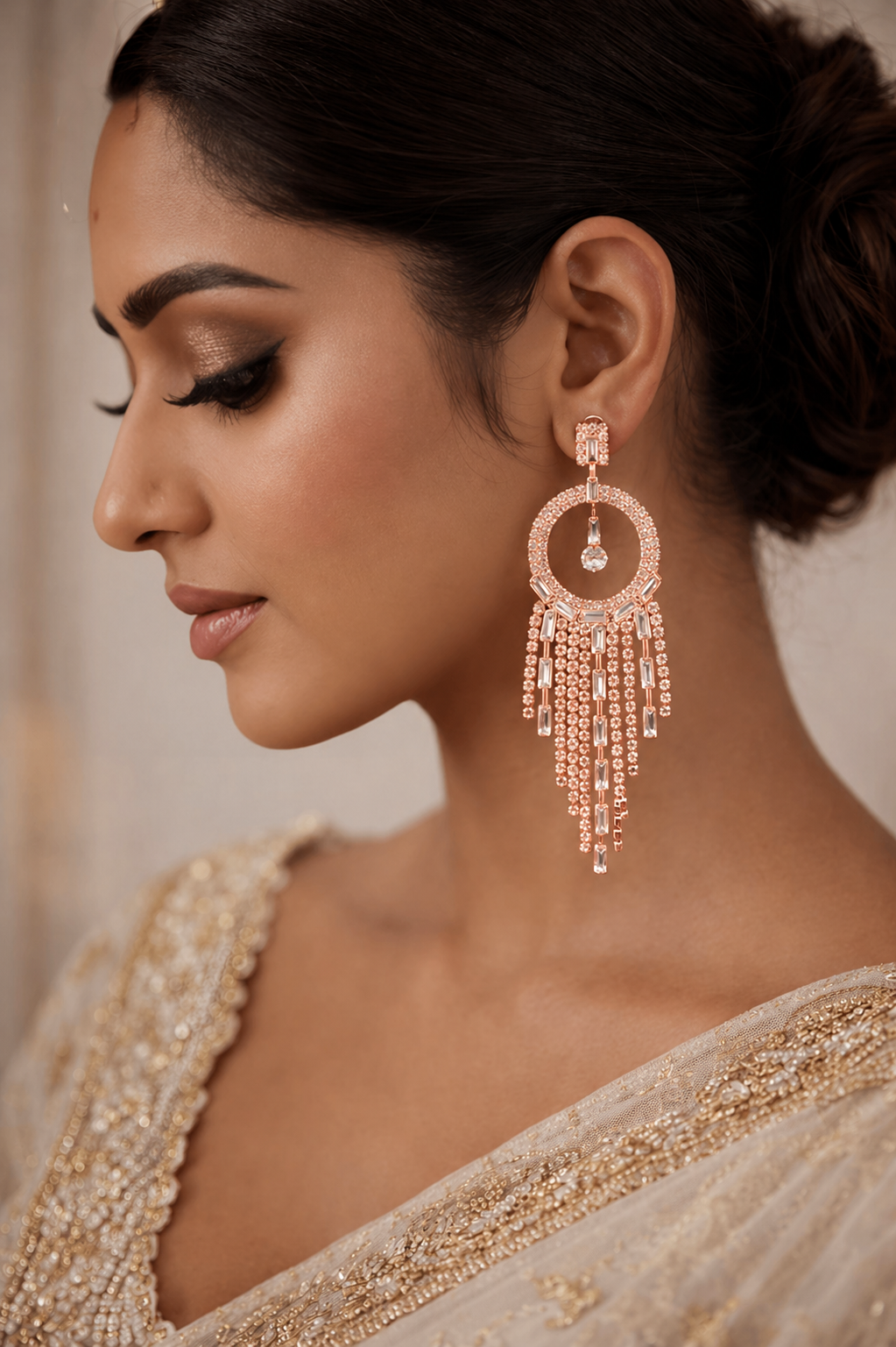 Elegant Crystal Hoop Tassel Earrings for Women (EAR4)