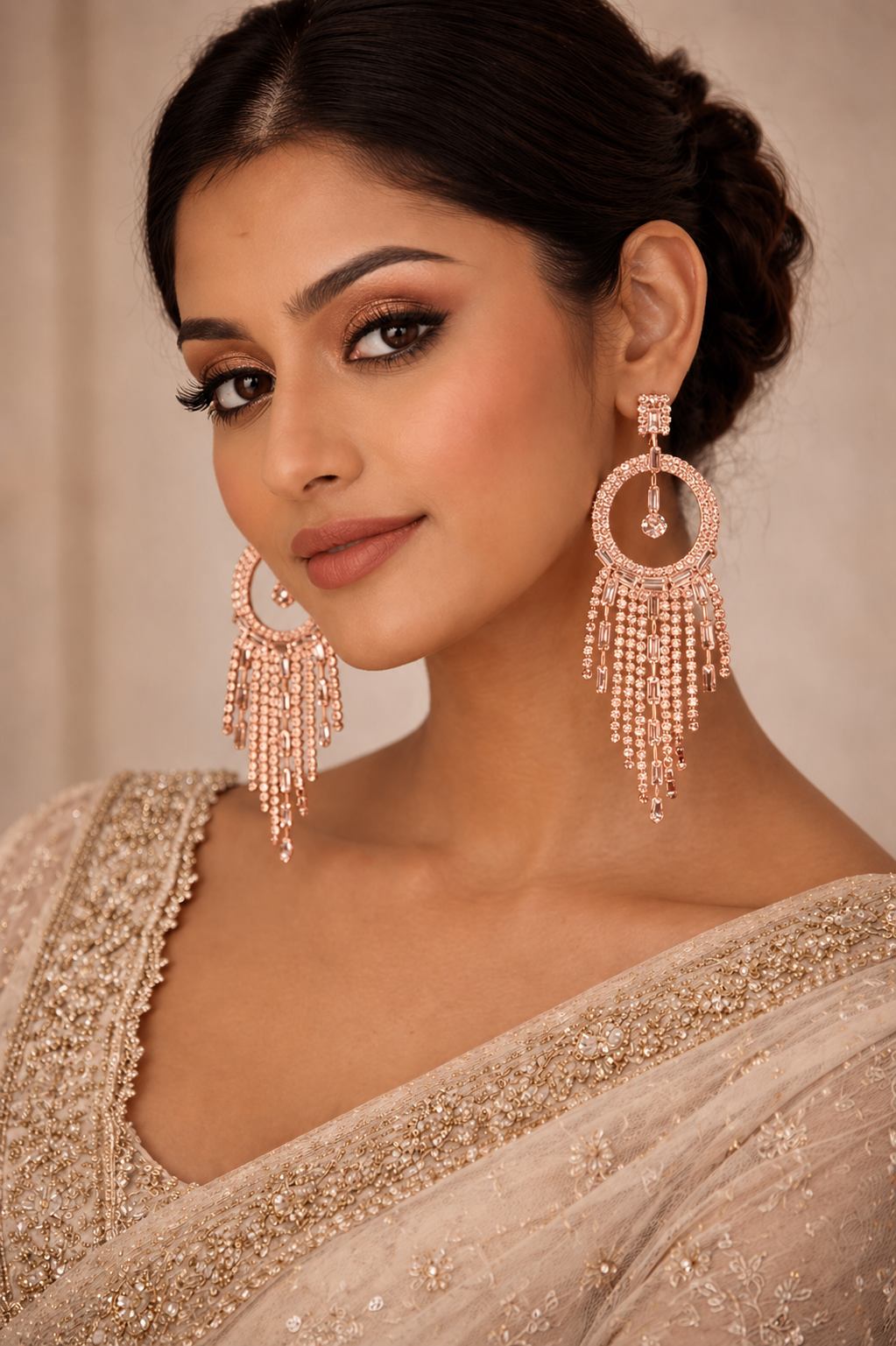 Elegant Crystal Hoop Tassel Earrings for Women (EAR4)