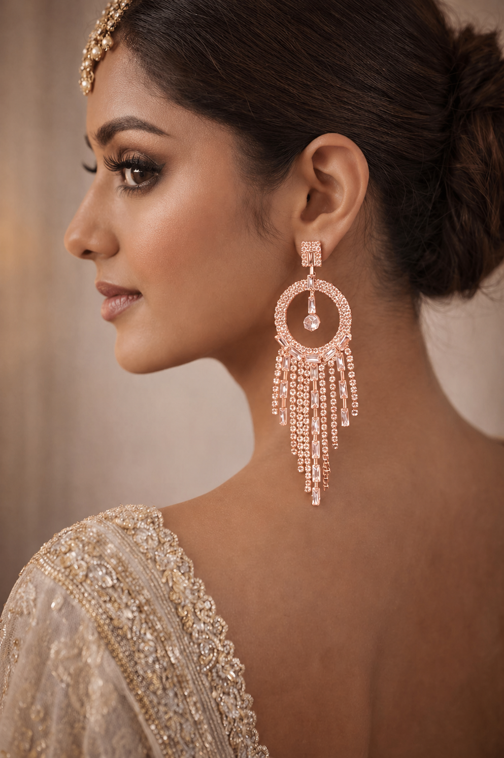 Elegant Crystal Hoop Tassel Earrings for Women (EAR4)