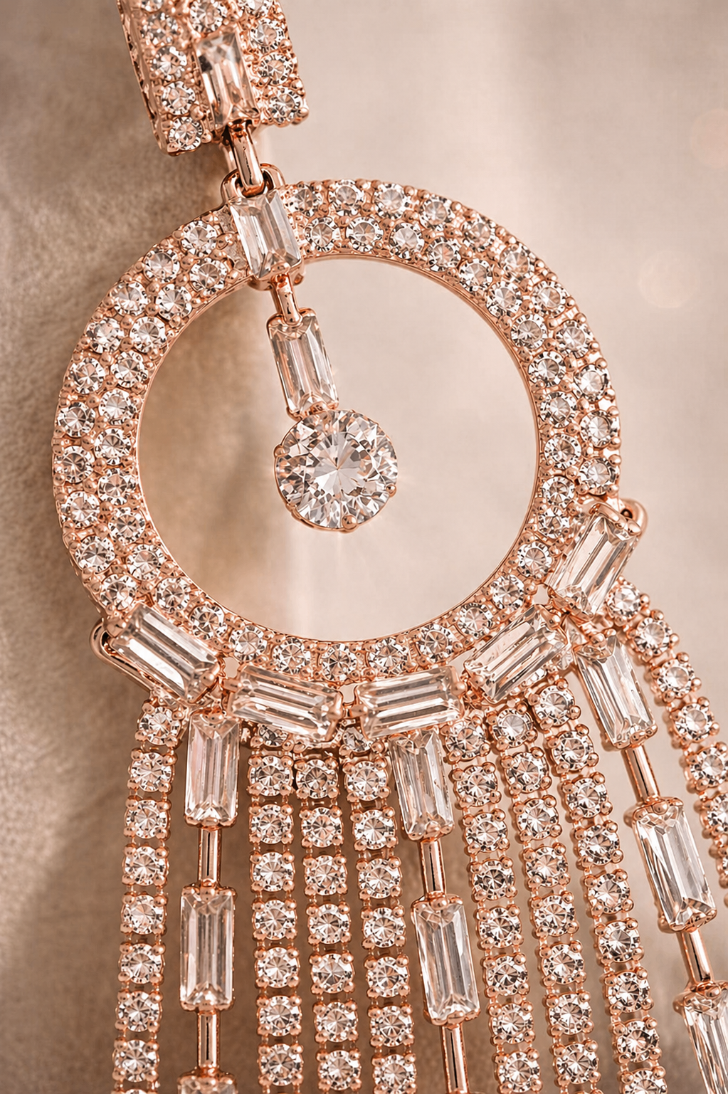 Elegant Crystal Hoop Tassel Earrings for Women (EAR4)