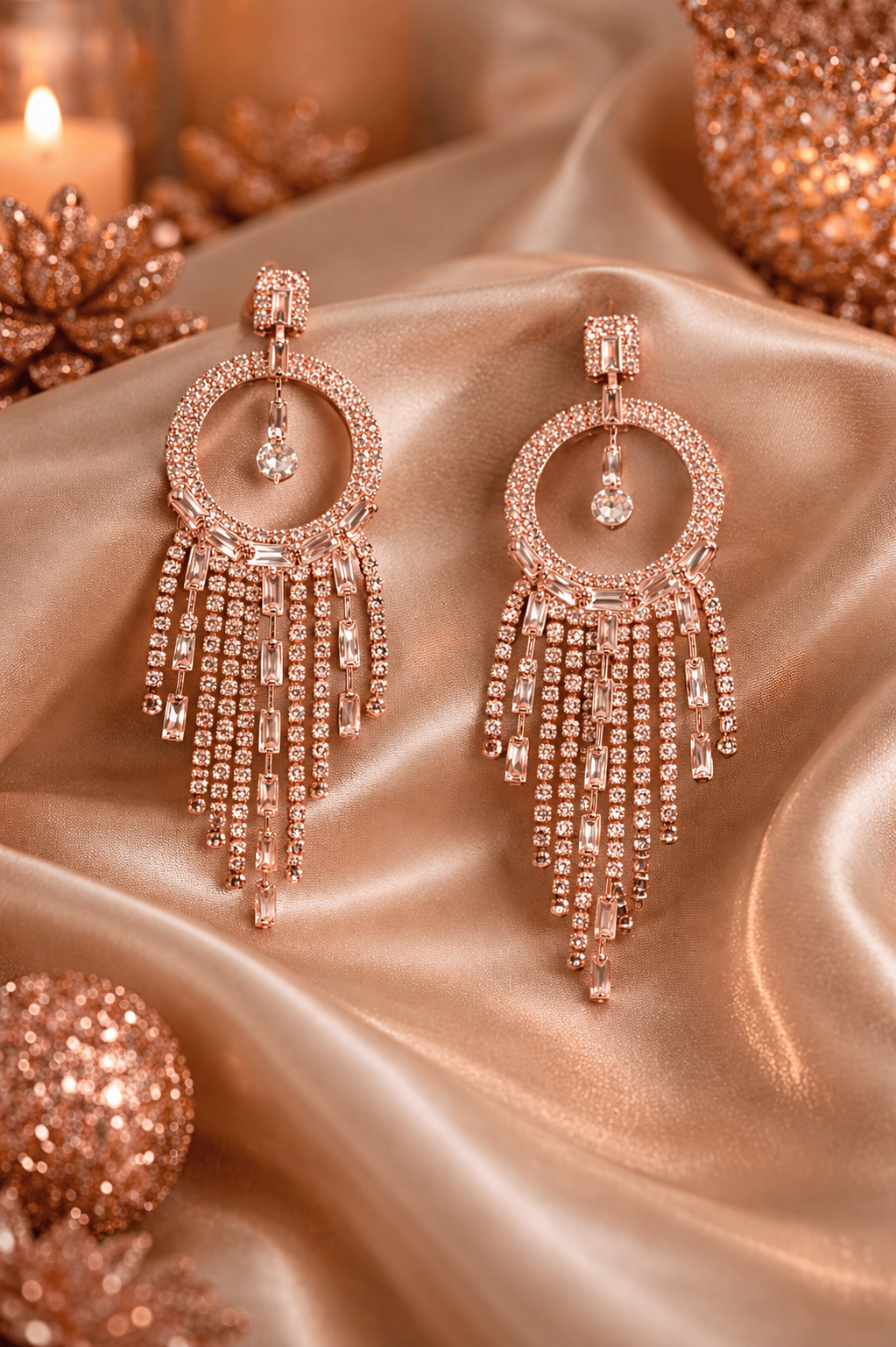 Elegant Crystal Hoop Tassel Earrings for Women (EAR4)
