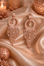 Elegant Crystal Hoop Tassel Earrings for Women (EAR4)