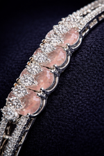 Blush Pink Stone Diamond-Style Silver Bracelet (BAR5)